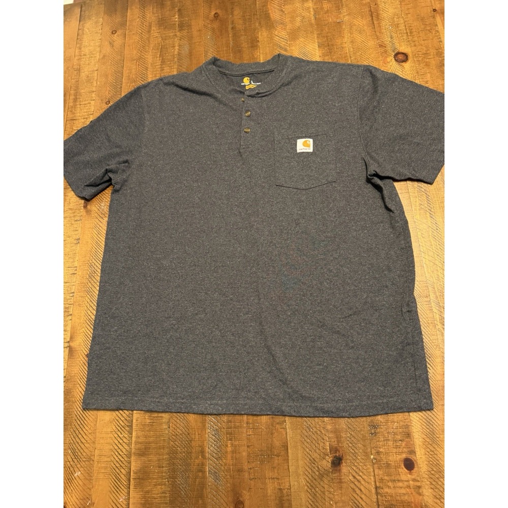 Carhartt Pocket Mens Large Original Fit Shirt Dark Gray Short Sleeve 1/4 Button